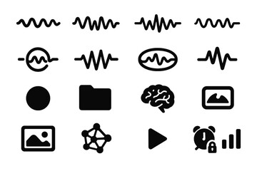 Peak recorder vector signal icon icons spikes memory dream theta burst lines