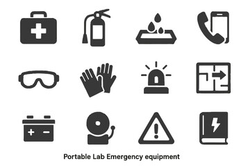 Hazard protective lab vector icons emergency backup icon gloves portable manual evacuation