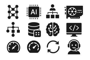 Chip icon dataset vector storage components ai gauge meter gpu loop network