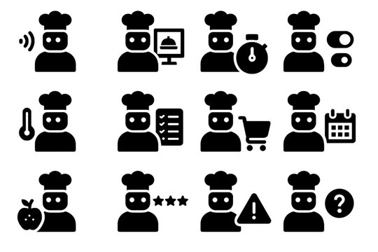 Vector ai ingredient temperature info planner voice icon chef cart feedback command