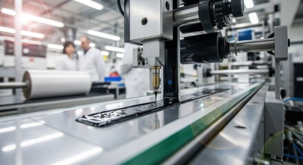Research facility production line applying graphene ink via slotdie coating to develop highperformance flexible supercapacitor electrodes.