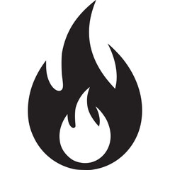 Illustration of a stylized fire flame, representing energy and heat isolated on white background, a simple yet powerful graphic element
