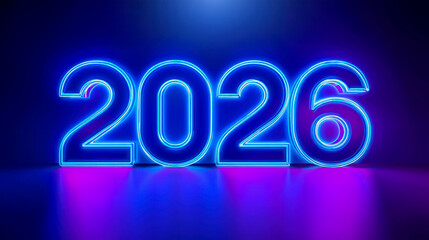 Neon numbers display for the year 2026 in vibrant colors