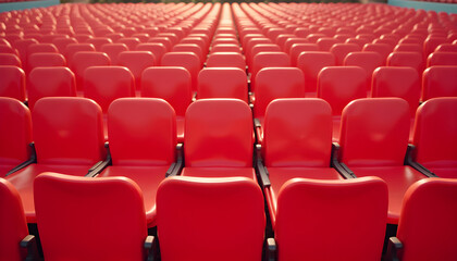 Obraz premium Rote Stadion Sitze in gleichmäßigen Reihen - Magisches Wallpaper - Fantastisches Hintergrundbild