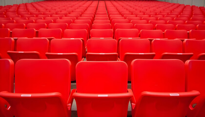 Obraz premium Rote Stadion Sitze in Reihe - Magisches Wallpaper - Fantastisches Hintergrundbild