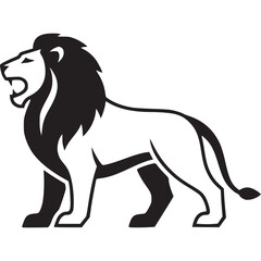 Majestic lion roaring, a symbol of strength and power isolated on white background, perfect for wildlife and safari themed designs