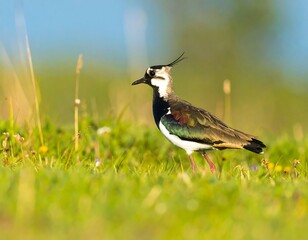 Bird in grassy field