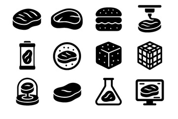 Protein synthetic sample portion steak icons cube icon interface display vector scaffold