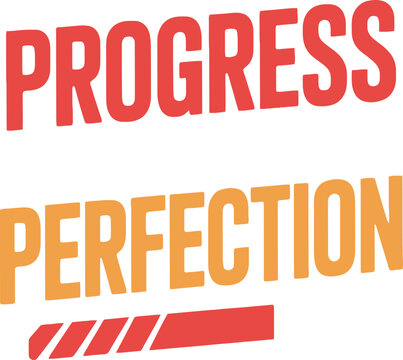 Naklejki Red and orange text P R O G R E S P E R F E C T I O N with diagonal lines progress perfection