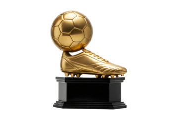 Golden football boot and ball trophy, a symbol of achievement and victory in the world of soccer and sports awards
