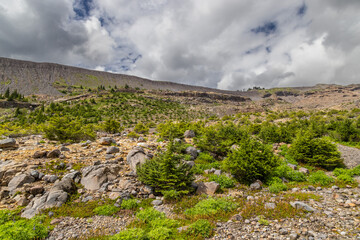 mountain landscape with blue sky and clouds