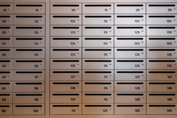 Mailboxes for letters. Modern mailboxes with numbers