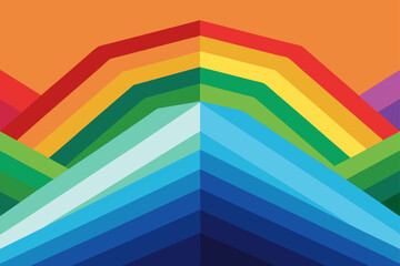 Vibrant Rainbow Mountains Abstract Geometric Art