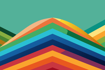 Vibrant Rainbow Abstract Landscape Colorful Geometric Mountain Design