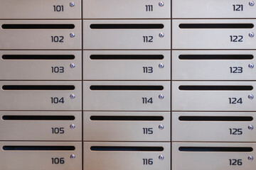 Mailboxes for letters. Modern mailboxes with numbers