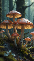 Fototapeta premium Magical Forest Mushrooms A Mystical Woodland Scene