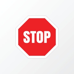 Stop red sign vector icon. Traffic warning road symbol.