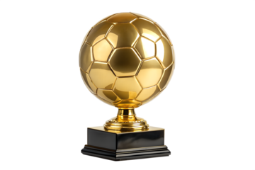 Golden Soccer Football Trophy Isolated on Black Background Symbol of Victory, Championship, and Sports Achievement