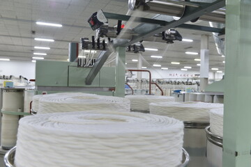 Cotton textile factory equipment is in operation