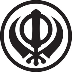 Khanda symbol isolated on white background, representing sikhism, a religion of faith, spirituality, and the khalsa, with swords and a circle