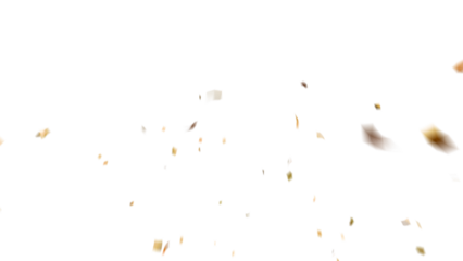 gold luxury confetti pieces falling on transparent background. Festive celebration decoration for parties, events, holidays, birthdays, and New Year’s design.