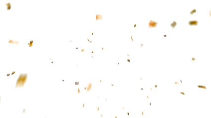 gold luxury confetti pieces falling on transparent background. Festive celebration decoration for parties, events, holidays, birthdays, and New Year’s design.
