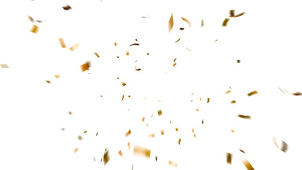 gold luxury confetti pieces falling on transparent background. Festive celebration decoration for parties, events, holidays, birthdays, and New Year’s design.