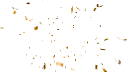 gold luxury confetti pieces falling on transparent background. Festive celebration decoration for parties, events, holidays, birthdays, and New Year’s design.