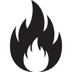 Simple black fire flame icon isolated on white background for graphic design element and logo concept
