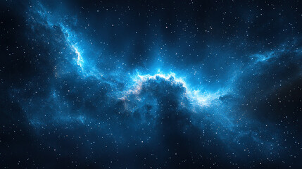 Deep space nebula with vibrant blue and white colors