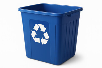 Blue recycling bin promoting environmental sustainability and waste reduction