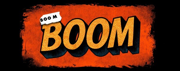 Comic-style explosion featuring the bold text 'BOOM' in vivid colors
