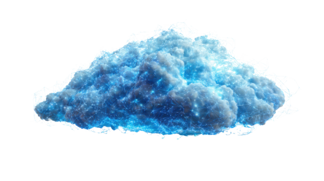 blue glowing cloud data on white background