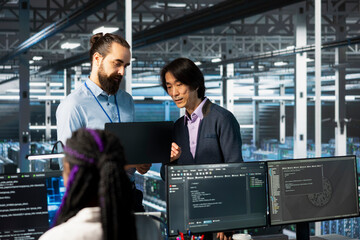 Server farm IT employees deploying AI tools to automate repetitive workflows. Data center software developers managing large datasets used in AI training procedures to streamline tasks
