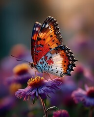 Obraz premium Stunning macro shot butterfly on blossom high resolution photo