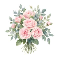 Fototapeta premium Bouquet of pink flowers in a vase on a white background