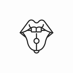 tongue piercing icon sign vector