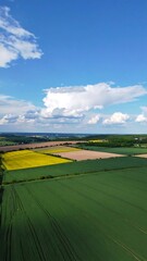Aerial view of fields and farmland