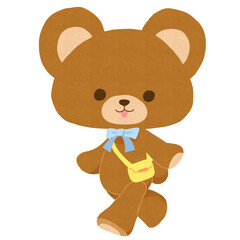 カバンを持ったクマのイラスト