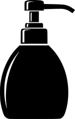 Obraz premium Black silhouette of a liquid soap dispenser bottle with pump system vector illustration
