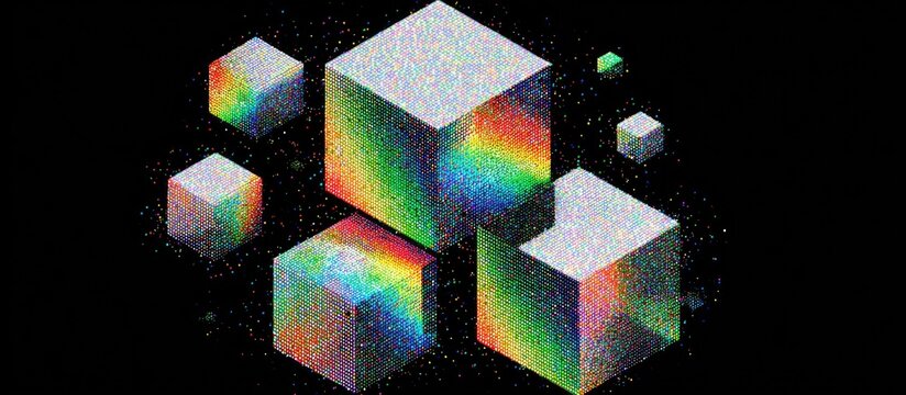 Abstract 3D cubes in vibrant colors