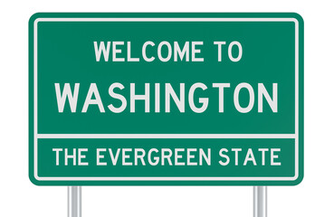Welcome to Washington, road sign. 3D rendering