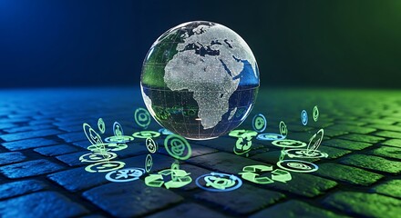 Global recycling earth concept for sustainable development and environmental protection idea design