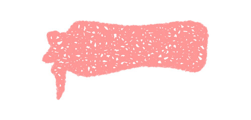 Wavy crayon scribble speech bubble appears in a soft rectangle patch. Organic label design with rough sketch style, playful tone, and textured border for versatile graphic use.
