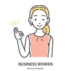 OKサインを出す若い女性