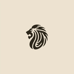Abstract lion roaring logo in bold minimalist line design.