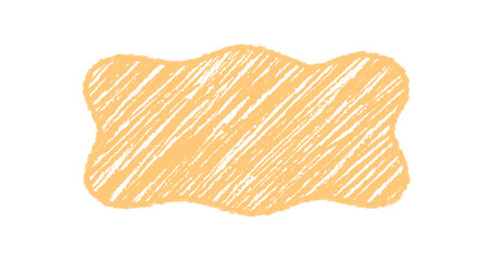 Groovy crayon wavy border creates abstract retro frame with hand drawn sketch and subtle shading. Orange y2k background, chalk graphic element for stylish vintage layout use.