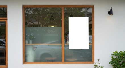 Modern café window logo mockup on frosted glass storefront with clean branding design reflection in natural daylight for restaurant and coffee shop identity