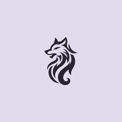 Abstract wolf roaring logo in strong minimalist line silhouette.