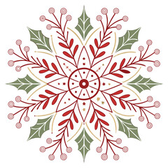 Snowflake inspired christmas mandala banner advertisement with festive colors